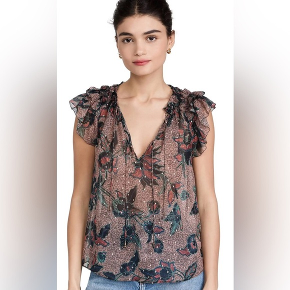 Ulla Johnson Marilyn Top Coral Floral - Picture 1 of 11